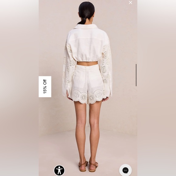 A.L.C. Milos Linen Eyelet Short In Ivory Cream - Picture 4 of 8